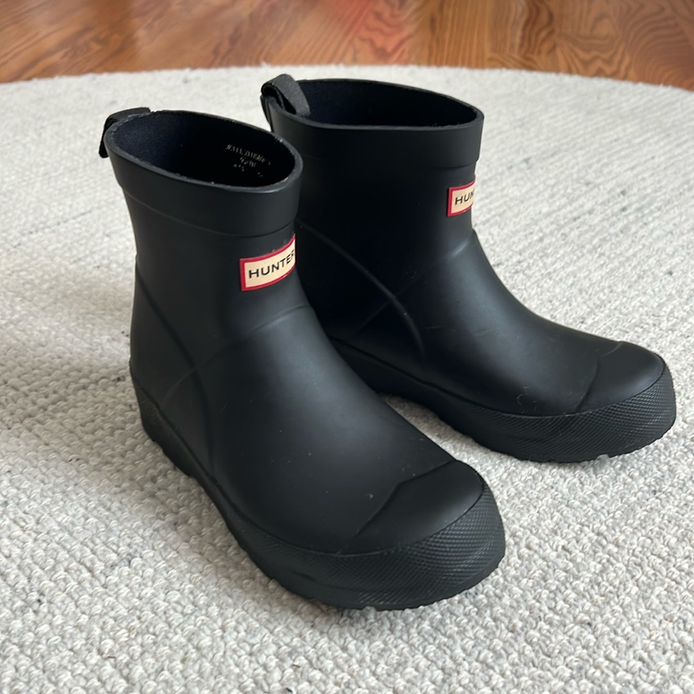 Hunter play short rain boots, black, size girls 3